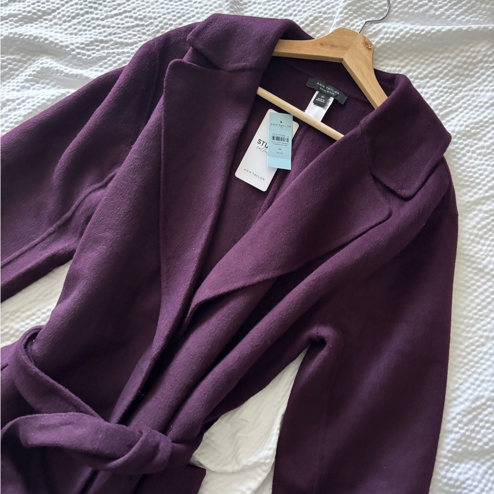 Ann Taylor Studio Collection Wool Blend Plum Doubleface Coat